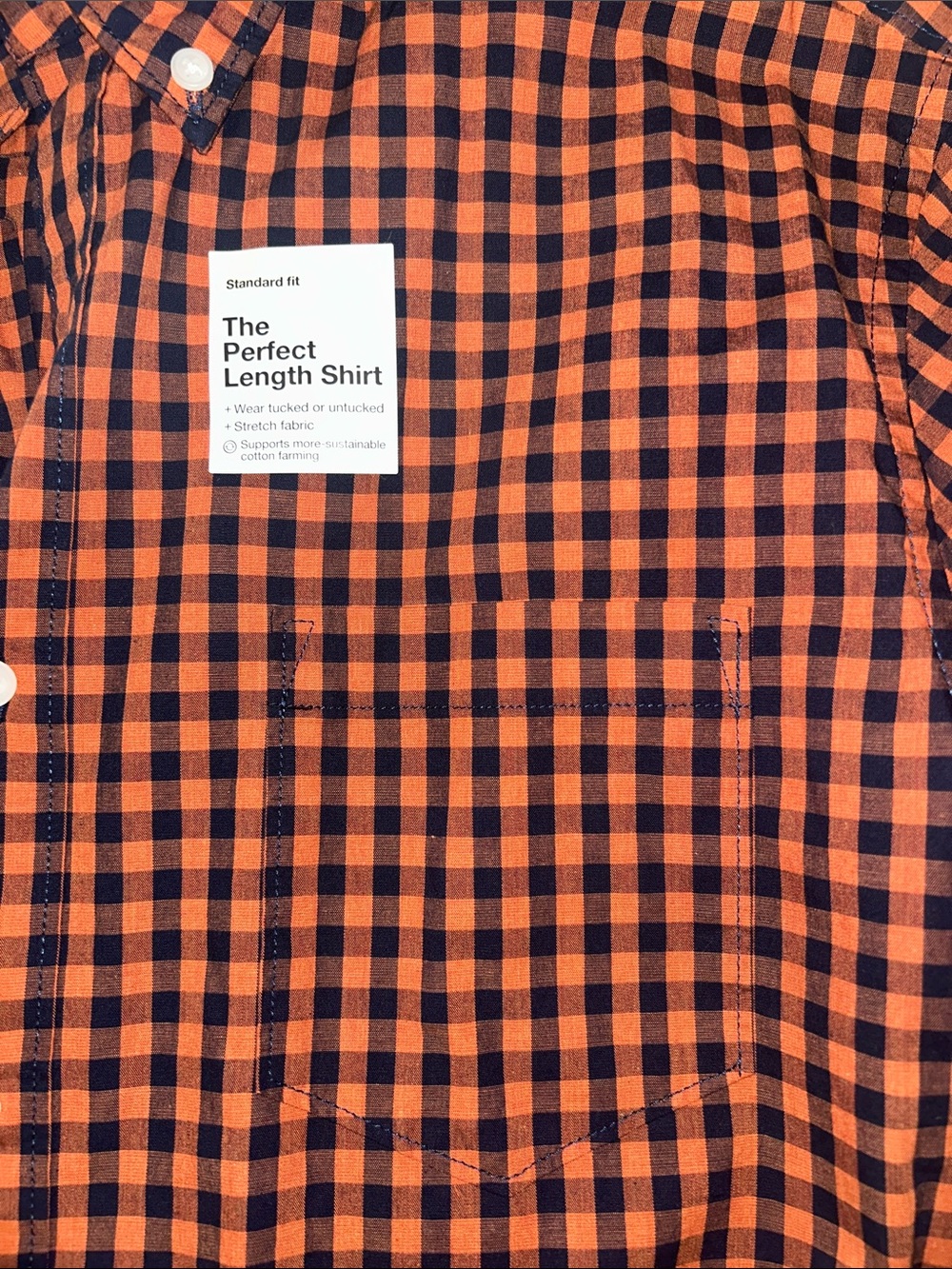 Sonoma Orange and Black Gingham Button-Down Shirt - Picture 4 of 4